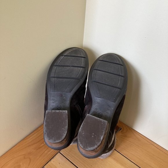 Maciejka Brown Leather Ankle Boots Fleece Lining Side Zip Patchwork Look - Picture 9 of 9